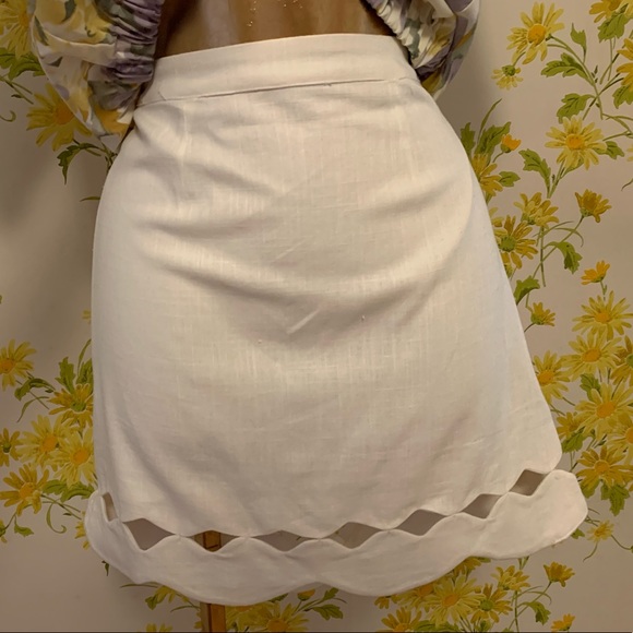 scalloped hem mini skirt scallop cut out skirt size M - Picture 2 of 13